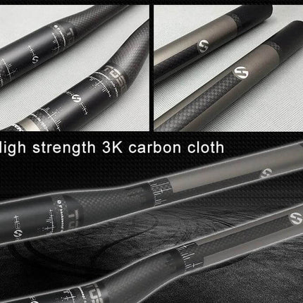 Toseek Carbon Road Bike Bent Handlebar 620mm For Everyday Riding lightweight 3K carbon curved road handlebar with measurement markings