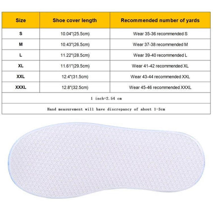 Waterproof Non-Slip PVC Shoe Cover for Everyday Outdoor Use, Size M - size chart and textured sole image