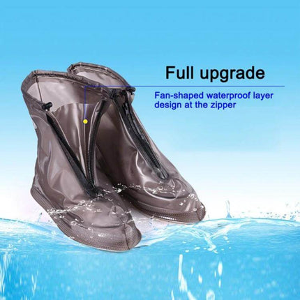 Waterproof PVC Shoe Cover for Everyday Rain Protection, Size XXXL shown with front zipper and fan-shaped waterproof layer