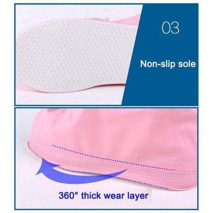 Waterproof Non-Slip PVC Shoe Covers for Active Children, Size XL - pink non-slip sole with 360° thick wear layer protecting shoes