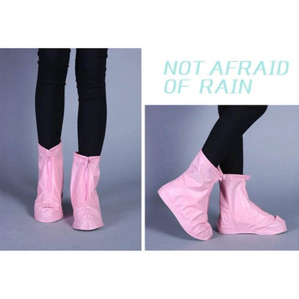 Waterproof Non-Slip PVC Shoe Covers for Active Children, Size XL - pink boot covers on child legs, waterproof non-slip protection for rainy days