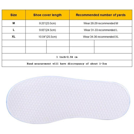 Waterproof Non-Slip PVC Shoe Covers for Active Children, Size XL - sizing chart and textured sole image