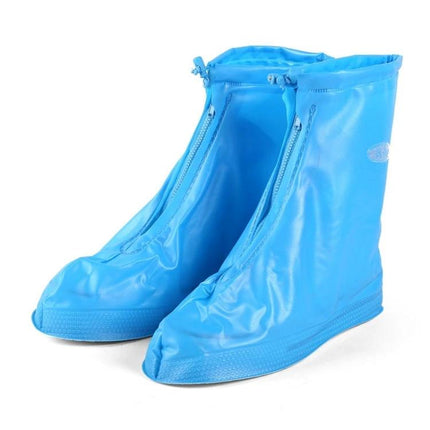 Waterproof Non-Slip PVC Shoe Covers for Active Children, Size XL blue zip-front waterproof shoe covers for kids outdoor play