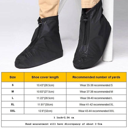 Fashion XL Waterproof Thick-Soled Non-Slip PVC Shoe Cover shown in black XL size with front zipper, durable waterproof protection for wet weather