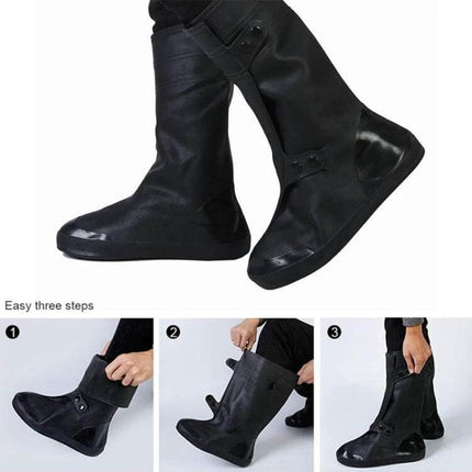 Waterproof High Tube Shoe Cover for Adults, Size XXXL - black high-tube waterproof shoe covers with easy three-step pull-on fit