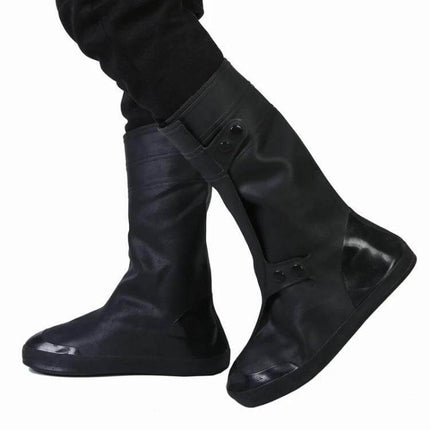 Waterproof Adult Shoe Cover for Rain and Snow Protection, Size XXXXL - black overboot protecting shoes in wet weather, non-slip soles