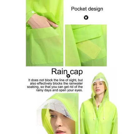 Lightweight Transparent Raincoat with Large Hat for Adults