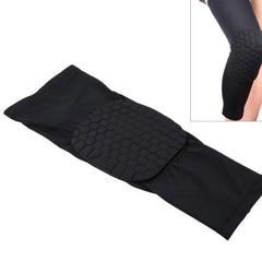 Lycra Elastic Long Knee Support Guard with Shock-Absorbing Beehive Design - Large Size