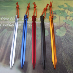 Lightweight 5-Pack Aluminium Alloy Tent Stakes with Reflective Rope - 18cm Outdoor Camping Accessories