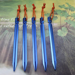 Lightweight 5-Pack Aluminium Alloy Tent Stakes with Reflective Rope - 18cm Outdoor Camping Accessories