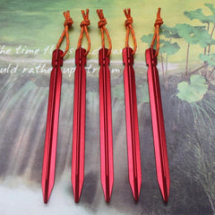 Lightweight 5-Pack Aluminium Alloy Tent Stakes with Reflective Rope - 18cm Outdoor Camping Accessories