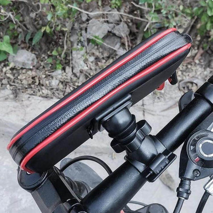 OKD Waterproof Touch Screen Phone Bag For Motorcycle And Bicycle mounted on bike handlebar with touch window and aluminum alloy bracket