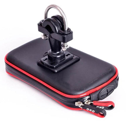 OKD Waterproof Touchscreen Phone Bag Bracket for Motorcycle S XL - black red waterproof handlebar mount with clear touchscreen cover and zipper