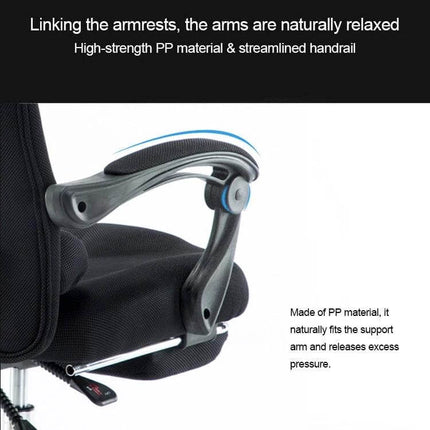 Office Chair for Home and Esports With Reclining Footrest breathable mesh seat wrapped headrest and ergonomic armrest close-up