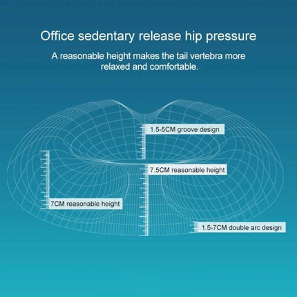 Office Thickening Mesh Hip Anti-Hemorrhoids Cushion For Office Chair showing ergonomic hollow design with 7cm height and groove measurements to relieve hip pressure
