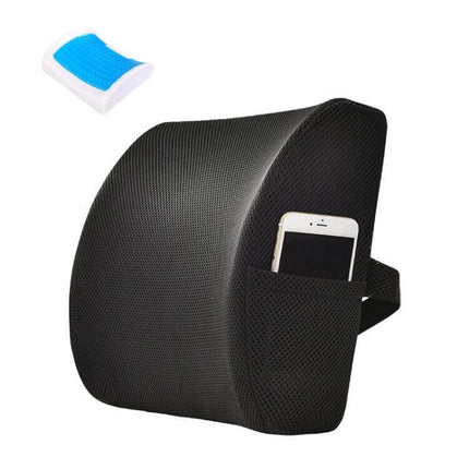 Office Waist Cushion Car Pillow Memory Foam Gel For Home Use - black ergonomic lumbar support with phone pocket and cooling gel pad