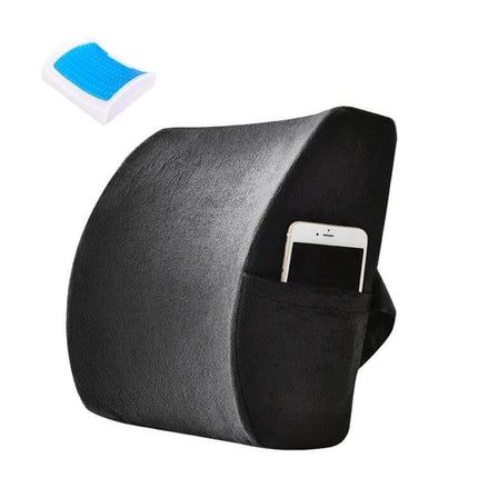 Office Waist Cushion Car Pillow Memory Foam Gel For Home Use - black lumbar support pillow with side phone pocket and cooling gel pad