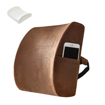 Office Waist Cushion Car Pillow Memory Foam Gel For Home Use - brown lumbar support pillow with cooling gel cover and side phone pocket