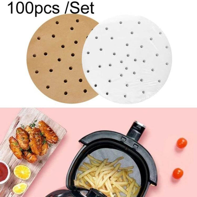 Oil-Absorbing Round Parchment Paper With Hole For Air Fryer And Oven - round silicone-coated nonstick liners with central holes for air fryer and oven use