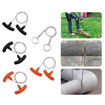 Stainless Steel Wire Saw Rope For Outdoor Camping Orange 70cm - orange handles, PP grip cable saw for camping, cutting branches and survival tasks