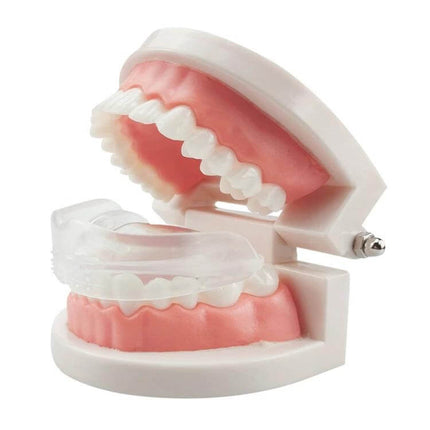 Orthodontic Silicone Simulation Braces For Nighttime Use on dental model showing clear silicone nighttime aligner for mild tooth alignment