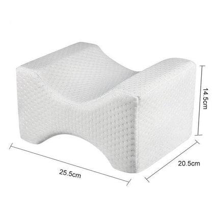 Orthopedic Memory Foam Knee Wedge Pillow For Sleeping - contoured white wedge for knee and thigh support, 25.5x20.5x14.5cm