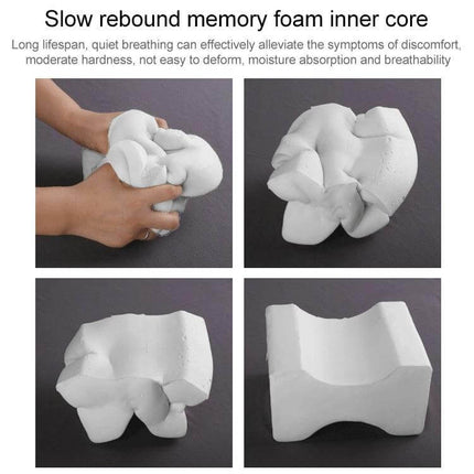 Orthopedic Memory Foam Knee Wedge Pillow For Sleeping showing slow rebound memory foam inner core and contoured knee support