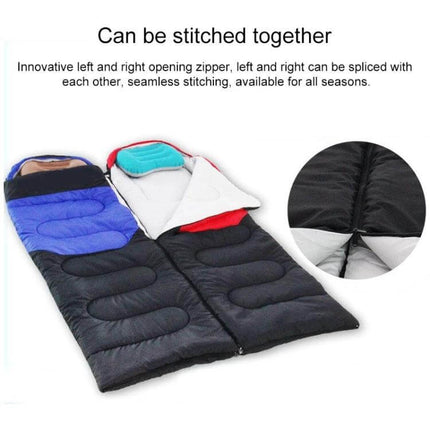 Outdoor Camping Sleeping Bag 210x80 For All Seasons double zipper convertible sleeping bags shown stitched together, three thickness options