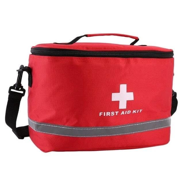 Outdoor First Aid Kit 30x20x20cm Waterproof Nylon Case - compact red waterproof first aid bag with cross, reflective strip and shoulder strap