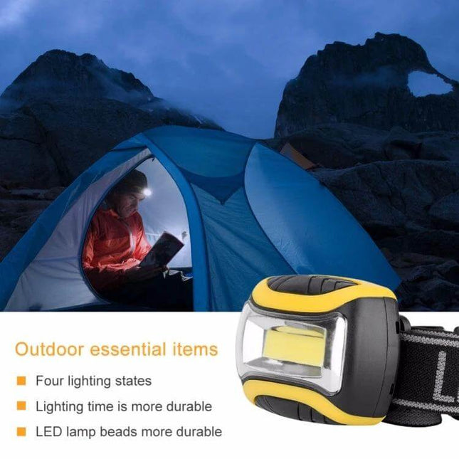 Outdoor Headlamp With COB LED For Camping And Hiking - hands-free COB beam over tent entrance for reading and campsite tasks