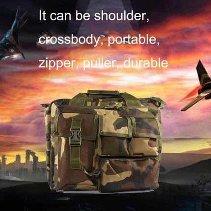 Outdoor Messenger Laptop Bag, Waterproof For Daily Commute - Camouflage 25L messenger bag with multiple external pockets, shoulder and crossbody straps, waterproof 600D oxford