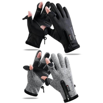 Outdoor Riding Gloves With Touchscreen Size M to XXL - black and gray touchscreen winter cycling gloves with grip and zipper