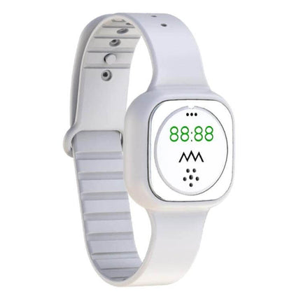 Outdoor Silica Gel Mosquito Repellent Wristband Black shown in white silicone wearable design for camping hiking and backyard protection