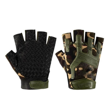 Outdoor Sports Non Slip Silicone Half Finger Gloves For Phone Grips - camo half-finger gloves with 3D anti-slip palm for cycling and hiking