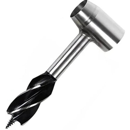 Outdoor Survival Drill Bit With Leather Sheath For Camping stainless steel auger-style drill bit with sheath, 160x40mm, portable camping tool