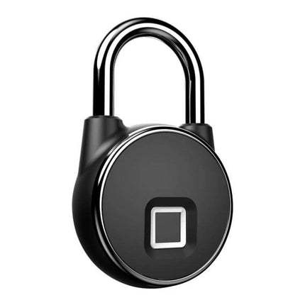 P22 Fingerprint Waterproof Padlock For Exterior Doors - black biometric outdoor padlock with fingerprint sensor for sheds gates and storage