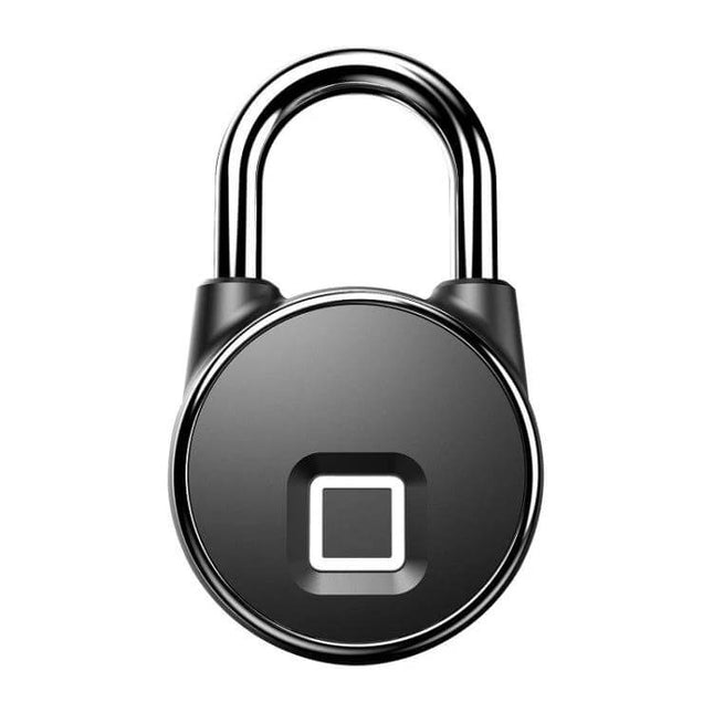 P22 Fingerprint Waterproof Padlock For Exterior Doors - black round biometric padlock with fingerprint sensor for outdoor gates and sheds