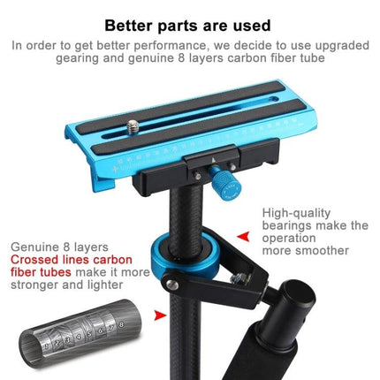 PULUZ Carbon Fibre Handheld Stabilizer For Video Shooting – lightweight 8-layer carbon fiber tube with quick-release plate and smooth bearings