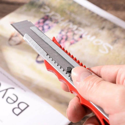 Large Size Utility Knife For Paper Cutting At Home And Office with stainless steel blade and red plastic handle for precise document and craft cutting