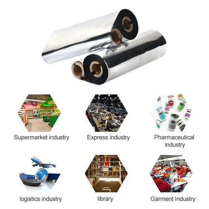 Wax-Based Barcode Ribbon for Printer Labels, 5cm x 300m Pack - wax barcode printer ribbon for coated paper, thermal paper and kraft labels