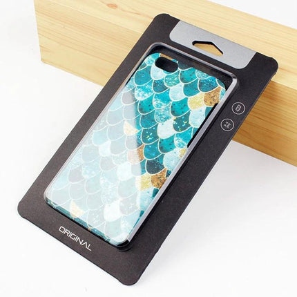 Set of 50 Kraft Paper Boxes for iPhone 4.7 Inch Cases - kraft packaging tray displaying a mermaid scale iPhone case for retail shipping