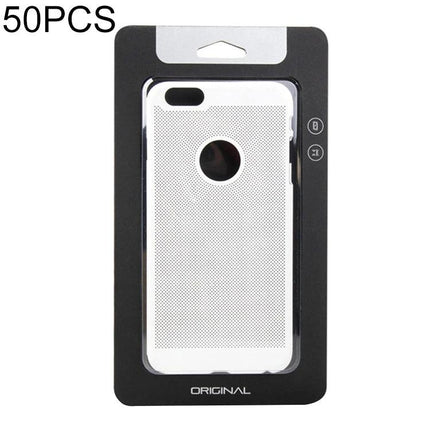 Kraft Paper Packaging Box for iPhone 5.5 Inch Cases showing packaged white perforated phone case in kraft-style retail box