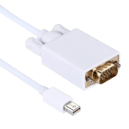 1.8 Meter Mini DisplayPort to VGA Adapter Cable for Laptops white cable showing Mini DisplayPort to VGA connector for presentations and older monitors