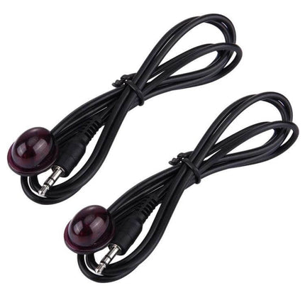 Infrared Remote Control Extender Cable for Hidden TV Devices - dual black IR extender cables with 3.5mm jacks