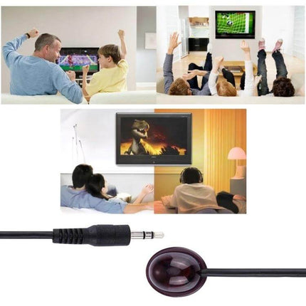 Infrared Remote Control Extender Cable for Hidden TV Devices - IR extender cable with 3.5mm jack and IR blaster used to control hidden AV devices from living room