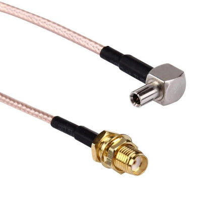 TS9 Male to SMA Female Adapter Cable for Devices, 19cm - close-up of TS9 male to SMA female connector cable for routers and antennas