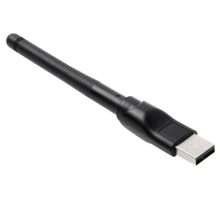 2-in-1 USB Adapter for Bluetooth and WiFi Connectivity compact black USB dongle with external antenna, plug-and-play wireless solution for laptops and PCs