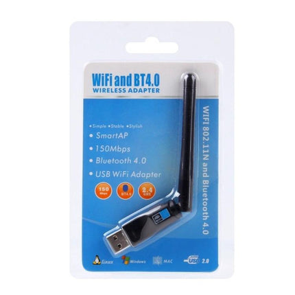 2-in-1 USB Adapter for Bluetooth and WiFi Connectivity compact USB WiFi and Bluetooth dongle with antenna for plug-and-play wireless upgrade