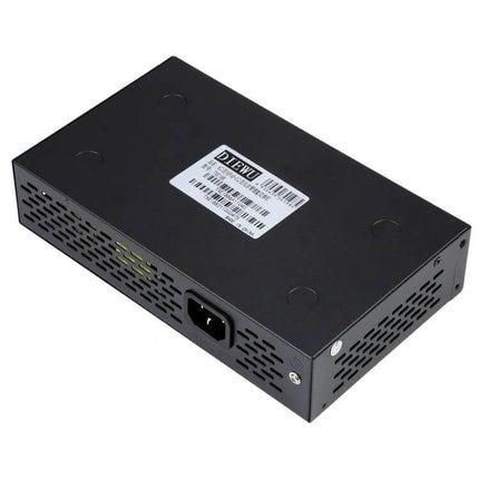Eight-Port POE Network Switch for IP Cameras and Phones compact black metal POE switch powering IP cameras and VoIP phones