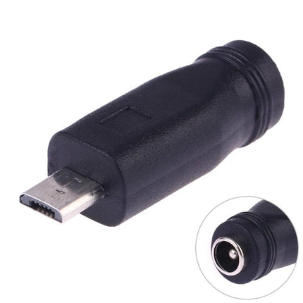Power Adapter for Charging Devices in Daily Use - DC 5.5x2.1mm female to Micro USB male compact adapter for phones and tablets